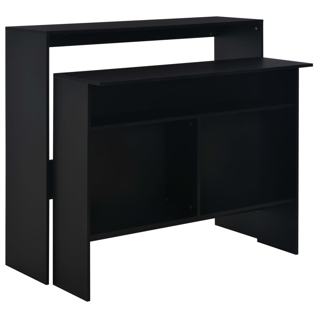 Barbord med 2 bordplater svart 130x40x120 cm
