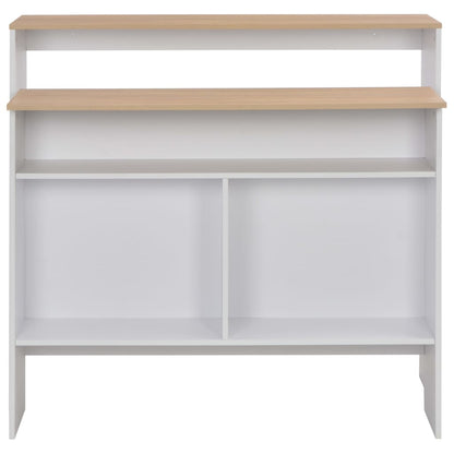 Barbord med 2 bordplater hvit og eik 130x40x120 cm