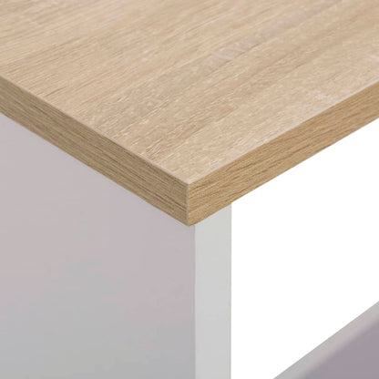 Barbord med 2 bordplater hvit og eik 130x40x120 cm
