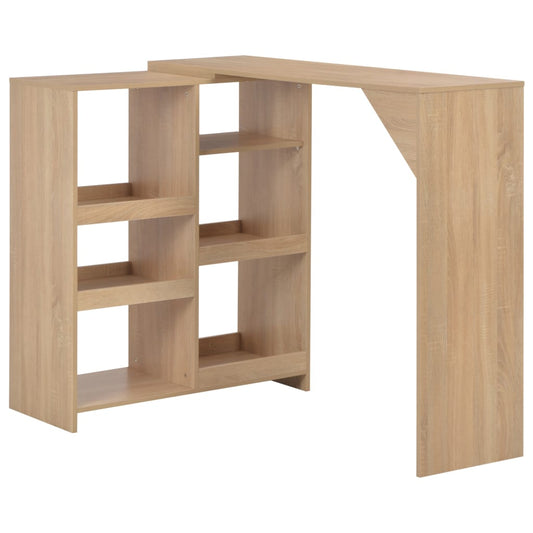 Barbord med flyttbar hylle eik 138x39x110 cm