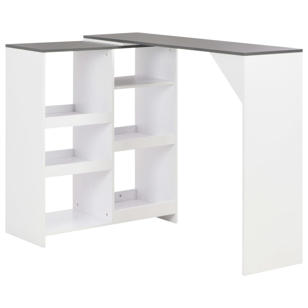 Barbord med flyttbar hylle hvit 138x39x110 cm