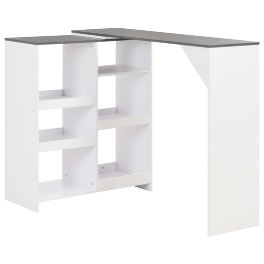 Barbord med flyttbar hylle hvit 138x39x110 cm