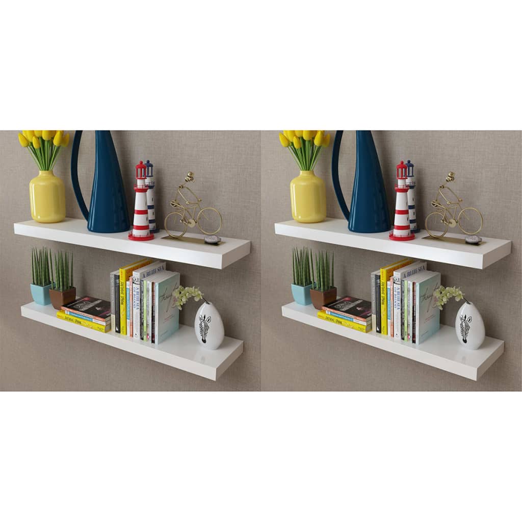 Vegghylle Hvit 4 stk 80 cm