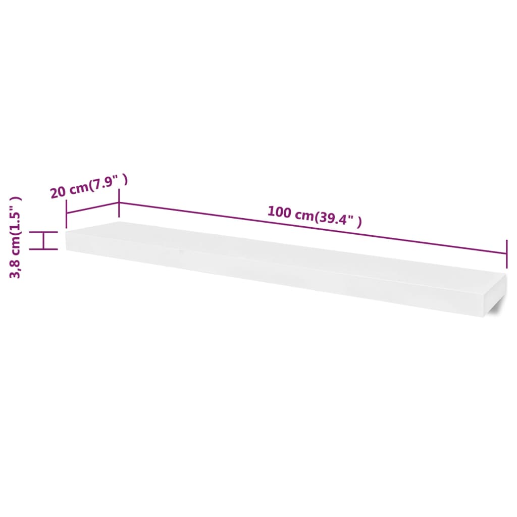 Vegghylle Hvit 4 stk 100 cm