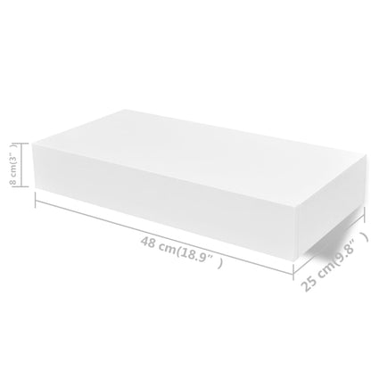 Vegghylle Hvit med skuff 2 stk 48 cm
