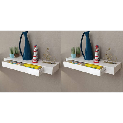 Vegghylle Hvit med skuff 2 stk 80 cm