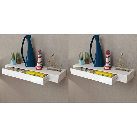 Vegghylle Hvit med skuff 2 stk 80 cm