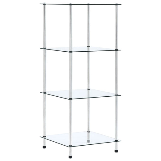 Bokhylle DIV. 4 etasjer gjennomsiktig 40x40x100 cm herdet glass