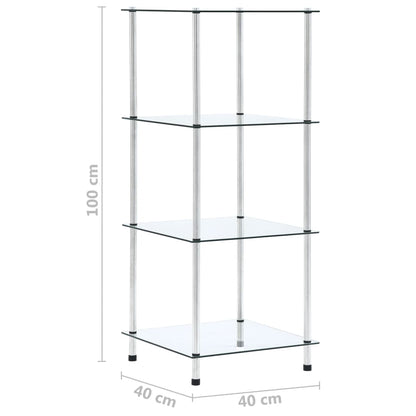 Bokhylle DIV. 4 etasjer gjennomsiktig 40x40x100 cm herdet glass
