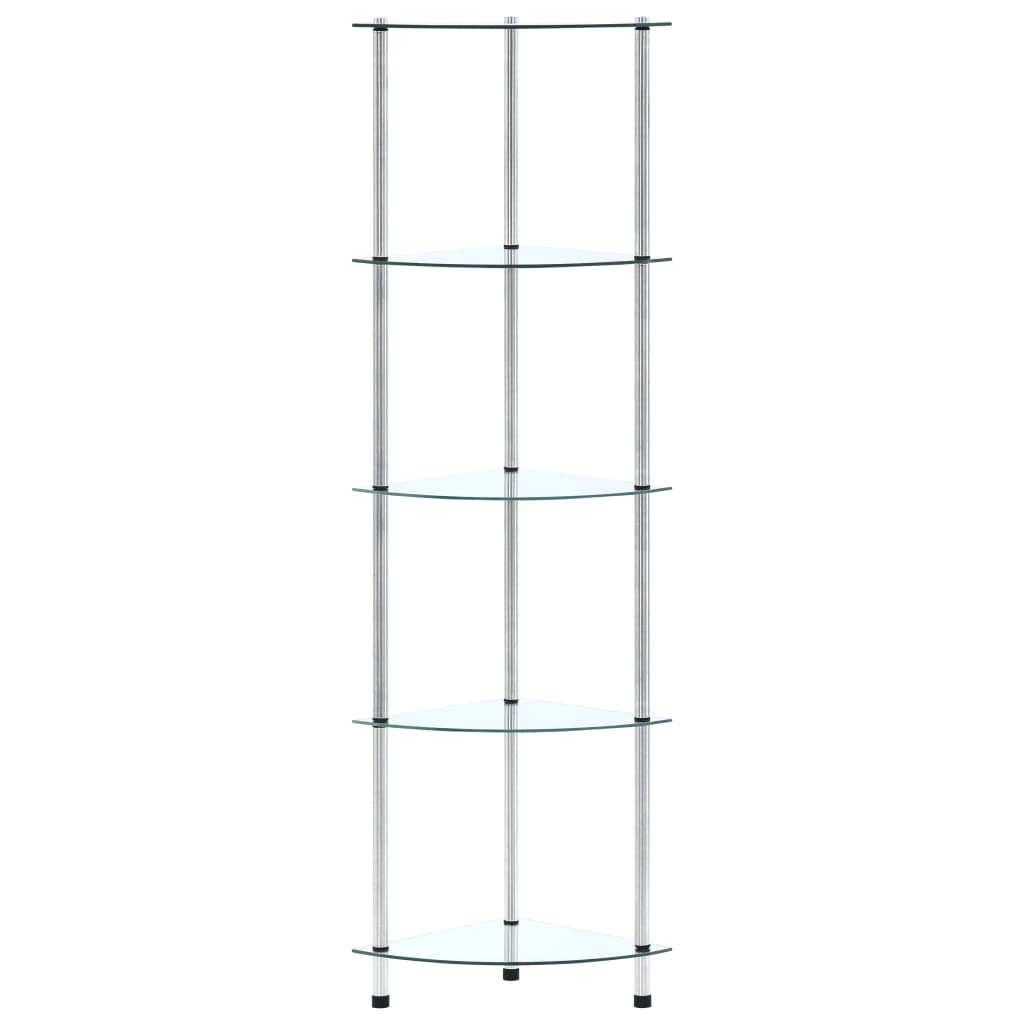 Bokhylle DIV. 5 etasjer gjennomsiktig 30x30x130 cm herdet glass