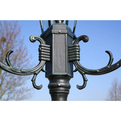 Hagebelysning Lyktstolpe 2-armet 230 cm mørkegrønn/svart aluminum