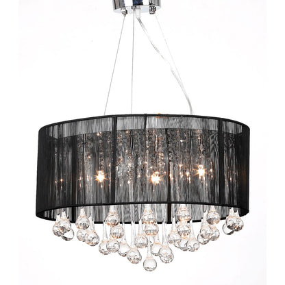 Taklampe Lysekrone Svart lyskrone med 85 krystaller