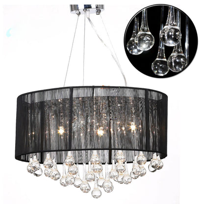 Taklampe Lysekrone Svart lyskrone med 85 krystaller
