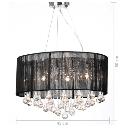 Taklampe Lysekrone Svart lyskrone med 85 krystaller