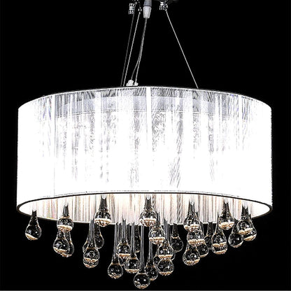 Taklampe Lysekrone med 85 krystaller Hvit