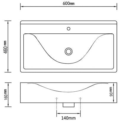Baderomsvask Luksus keramisk 60x46cm Svart
