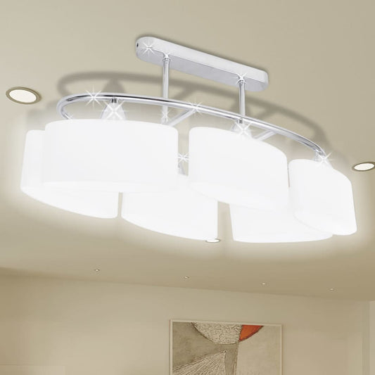 Taklampe med ellipsoide glasskjermer for 6 E14-lyspærer