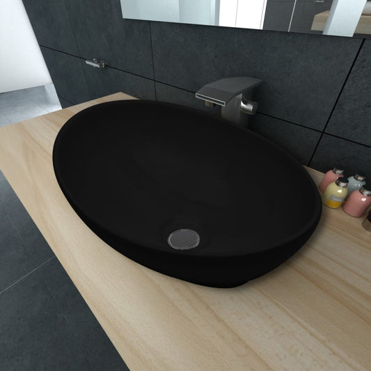 Baderomservant Luksuriøs keramisk oval Svart 40 x 33 cm