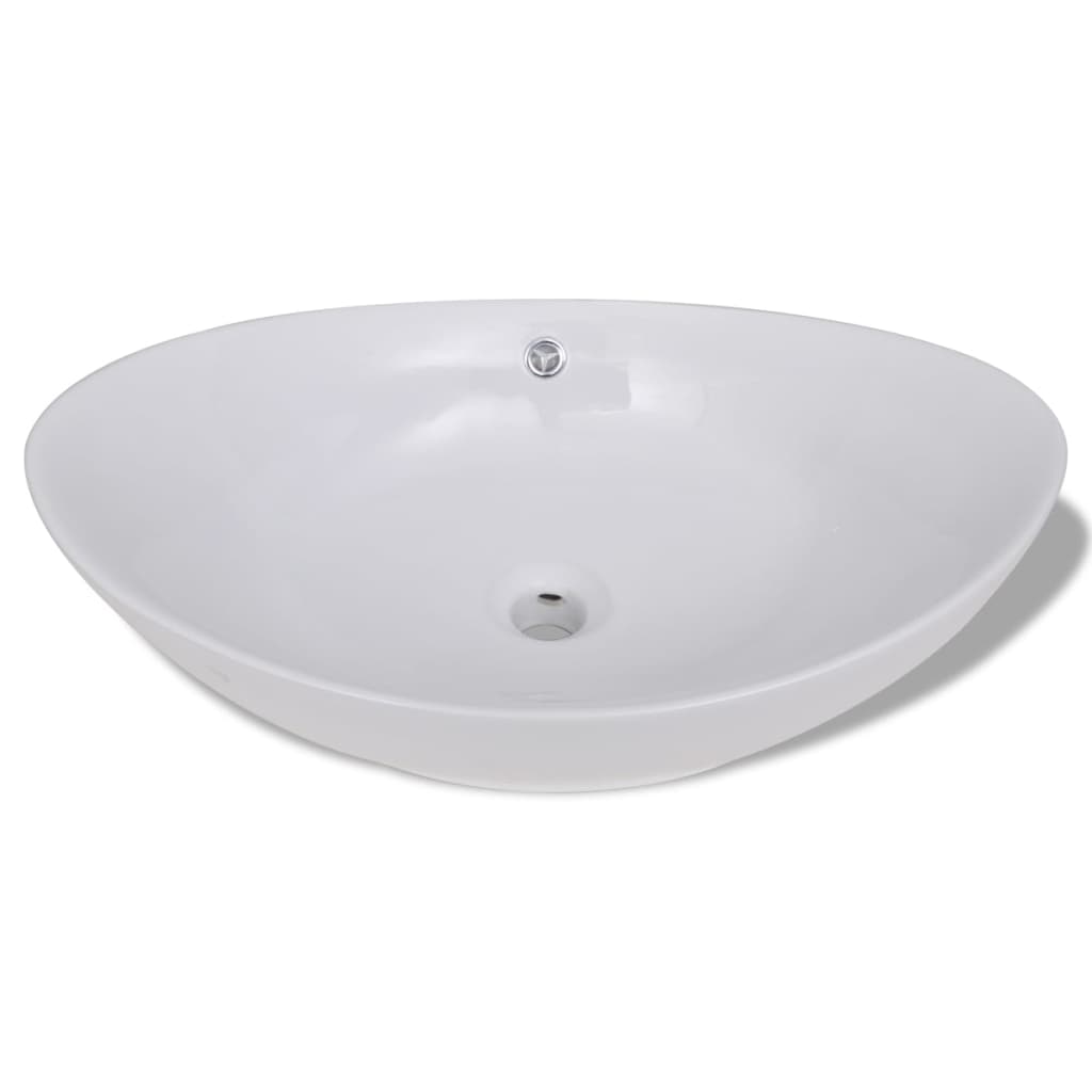 Baderomsvask Luksus Keramisk Vask med Overløp 59 x 38,5 cm