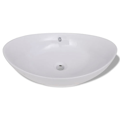 Baderomsvask Luksus Keramisk Vask med Overløp 59 x 38,5 cm