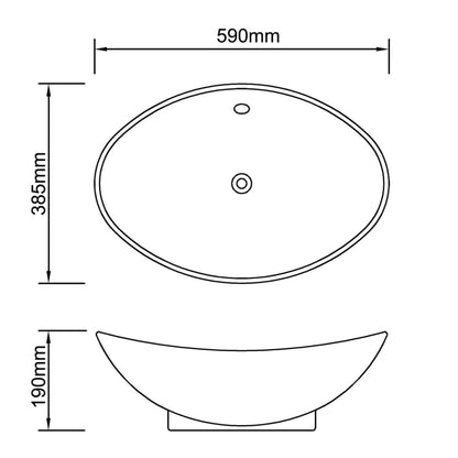 Baderomsvask Luksus Keramisk Vask med Overløp 59 x 38,5 cm