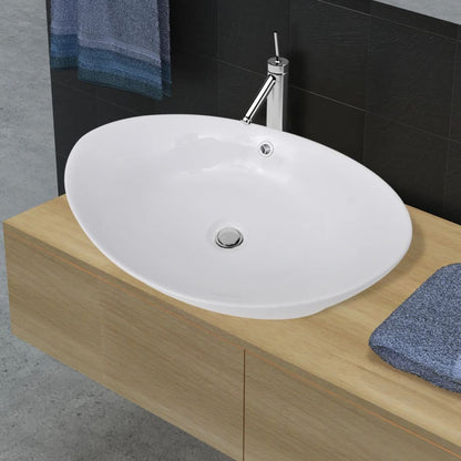 Baderomsvask Luksus Keramisk Vask med Overløp 59 x 38,5 cm