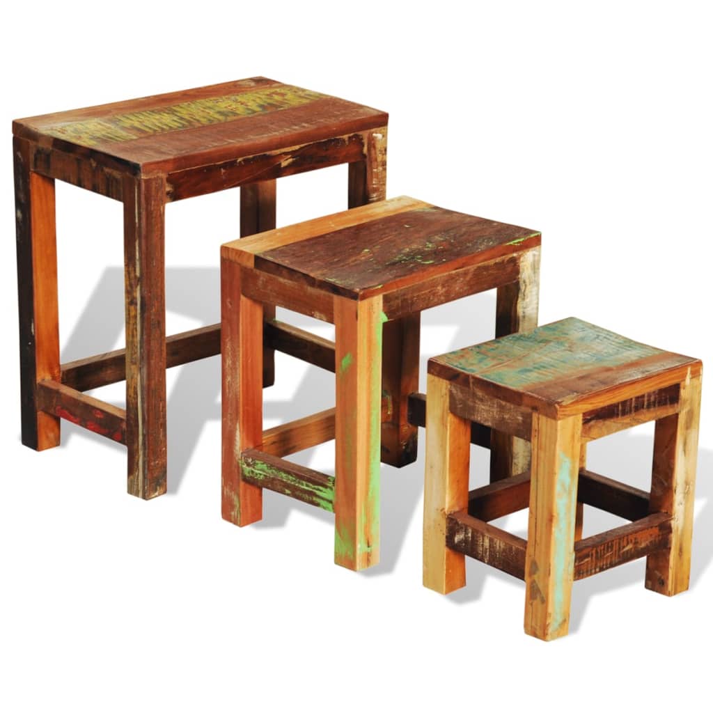 Sidebord Tre 3 deler gammeldags heltre gjenvunnet