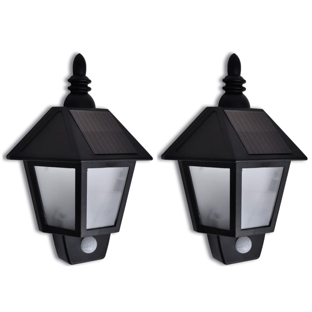 Hagebelysning Vegg Solcelle Soldreven vegglampe med bevegelsessensor 2 stk