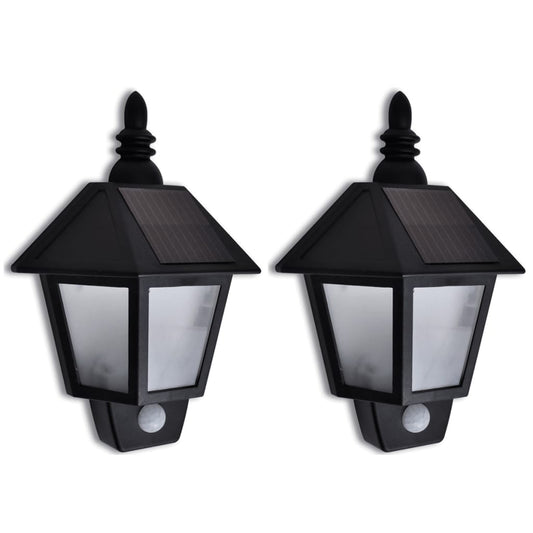 Hagebelysning Vegg Solcelle Soldreven vegglampe med bevegelsessensor 2 stk