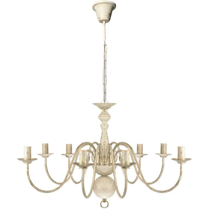 Taklampe Lysekrone Antik 8 x E14 lyspærer Hvit