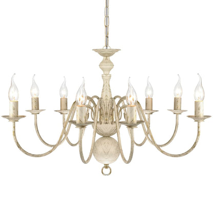 Taklampe Lysekrone Antik 8 x E14 lyspærer Hvit