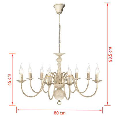 Taklampe Lysekrone Antik 8 x E14 lyspærer Hvit
