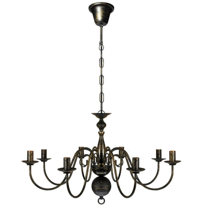 Taklampe Lysekrone metall antikk Svart 8 x E14 lyspærer