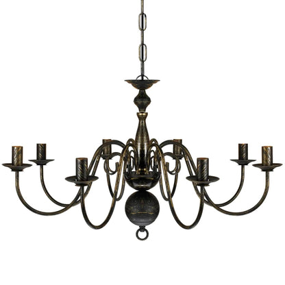 Taklampe Lysekrone metall antikk Svart 8 x E14 lyspærer