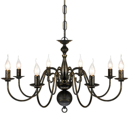 Taklampe Lysekrone metall antikk Svart 8 x E14 lyspærer