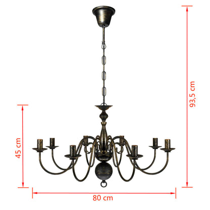 Taklampe Lysekrone metall antikk Svart 8 x E14 lyspærer