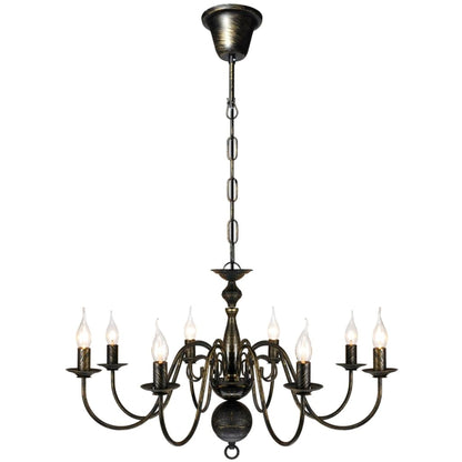 Taklampe Lysekrone metall antikk Svart 8 x E14 lyspærer