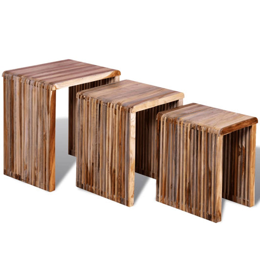 Sidebord Tre 3 deler gjennvunnet teak