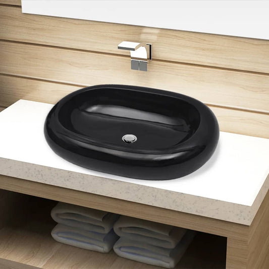 Baderomservant Keramisk oval  svart