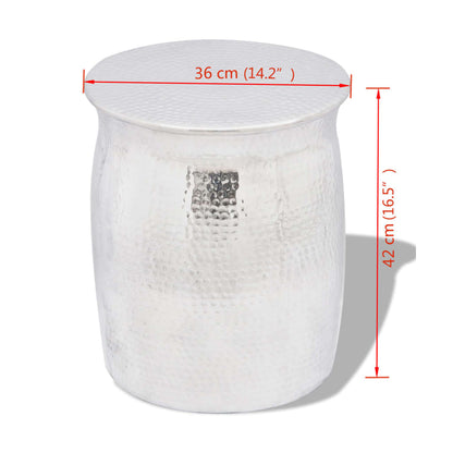 Sidebord DIV. Hamret aluminiumskrakk/ sidebord sølv