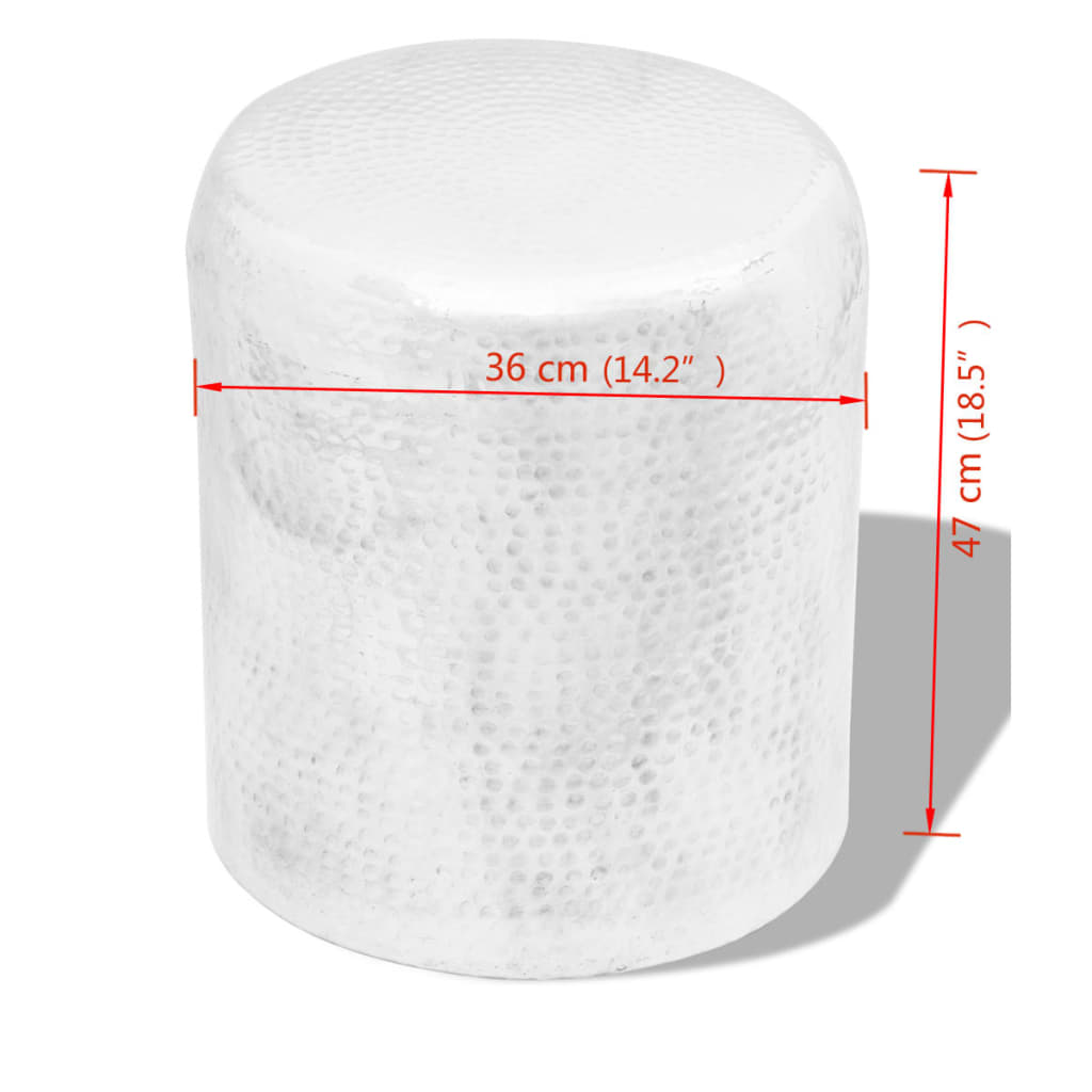 Sidebord DIV. Hamret aluminiumskrakk/ sidebord sølv