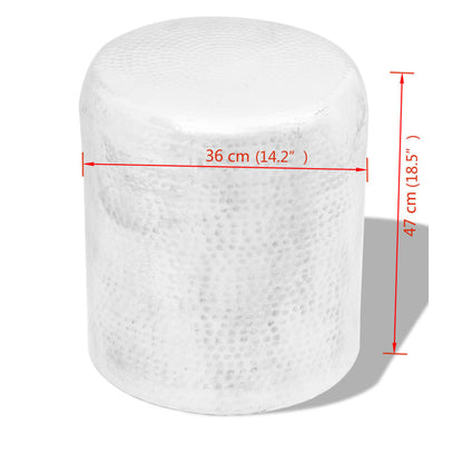 Sidebord DIV. Hamret aluminiumskrakk/ sidebord sølv