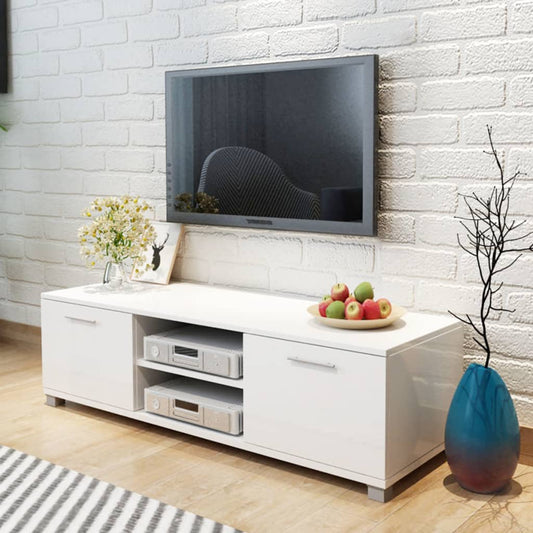 TV-Møbel Høyglans Hvit Tv-benk 120x40,5x35 cm