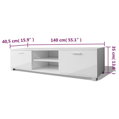 TV-Møbel Høyglans Hvit TV-benk 140x40,5x35 cm