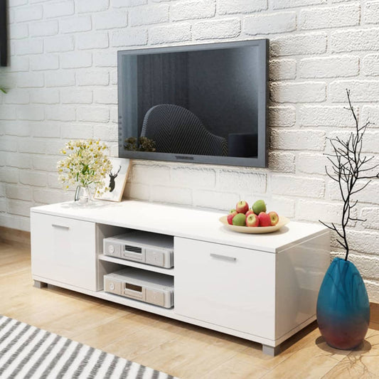 TV-Møbel Høyglans Hvit Tv-benk 140x40,5x35 cm