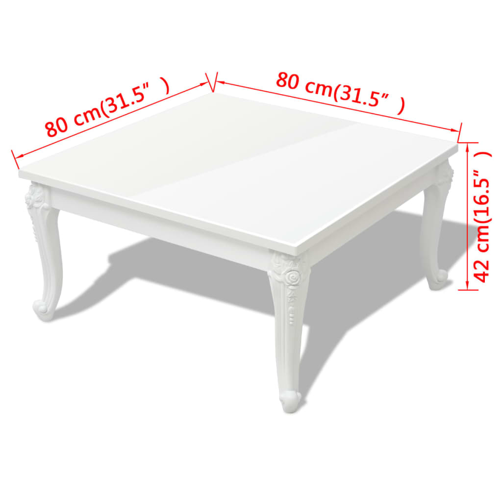 Salongbord Sofabord Høyglans Hvit 80x80x42 cm