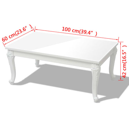 Salongbord Sofabord Høyglans Hvit 100x60x42 cm