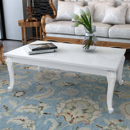 Salongbord Sofabord Høyglans Hvit 115x65x42 cm
