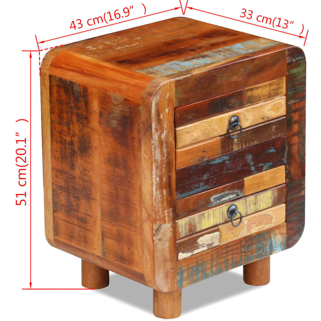 Nattbord Sengbord Tre Gjenvunnet Heltre 43x33x51 cm