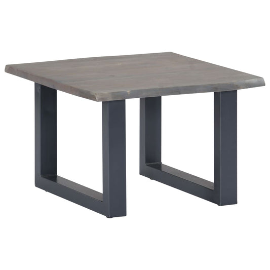 Salongbord Sofabord Tre heltre akasie med livlige kanter Grå 60x60x40 cm